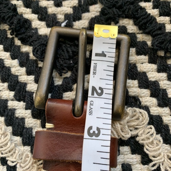 Vintage Distressed Leather Centerbar Buckle Belt - Picture 6 of 8